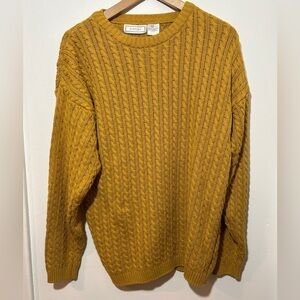Vintage Eaton Men's Cotton Golden Cable Knit Crewneck Sweater size S
